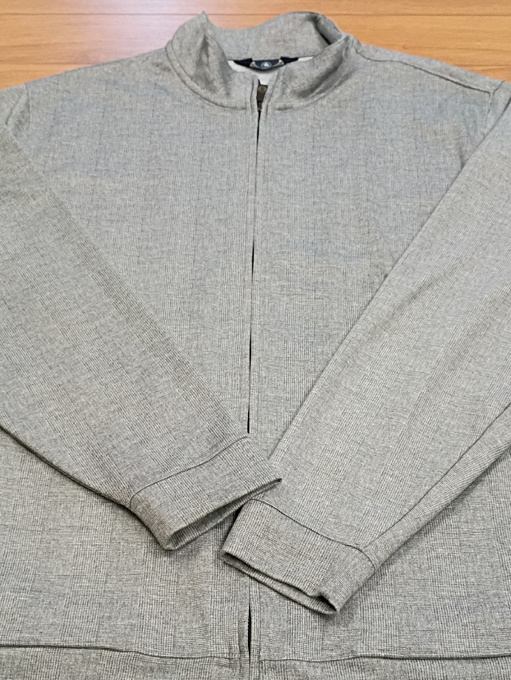 Hart Schaffner Marx Gray Full-Zip Mock Neck Sweater